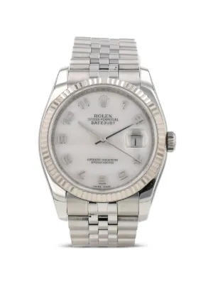 時計 ROLEX OYSTER PERPETUAL DATEJUST Rolex 1997 Oyster Perpetual Datejust 36mm | White | FARFETCH