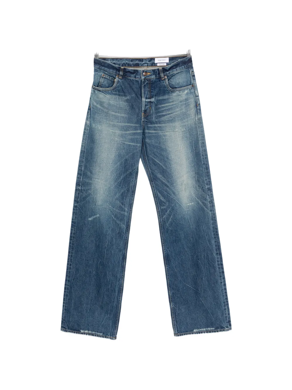 Alexander McQueen button-fastening faded jeans - Blu