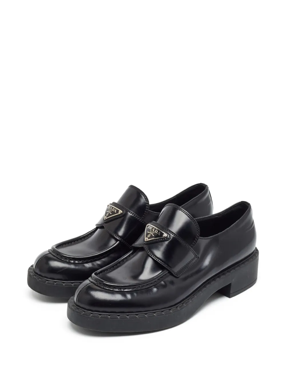 Prada Pre-Owned logo-plaque loafers - Black