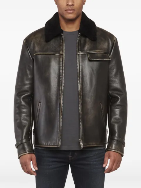 Prada Pre-Owned shearling-collar leather jacket