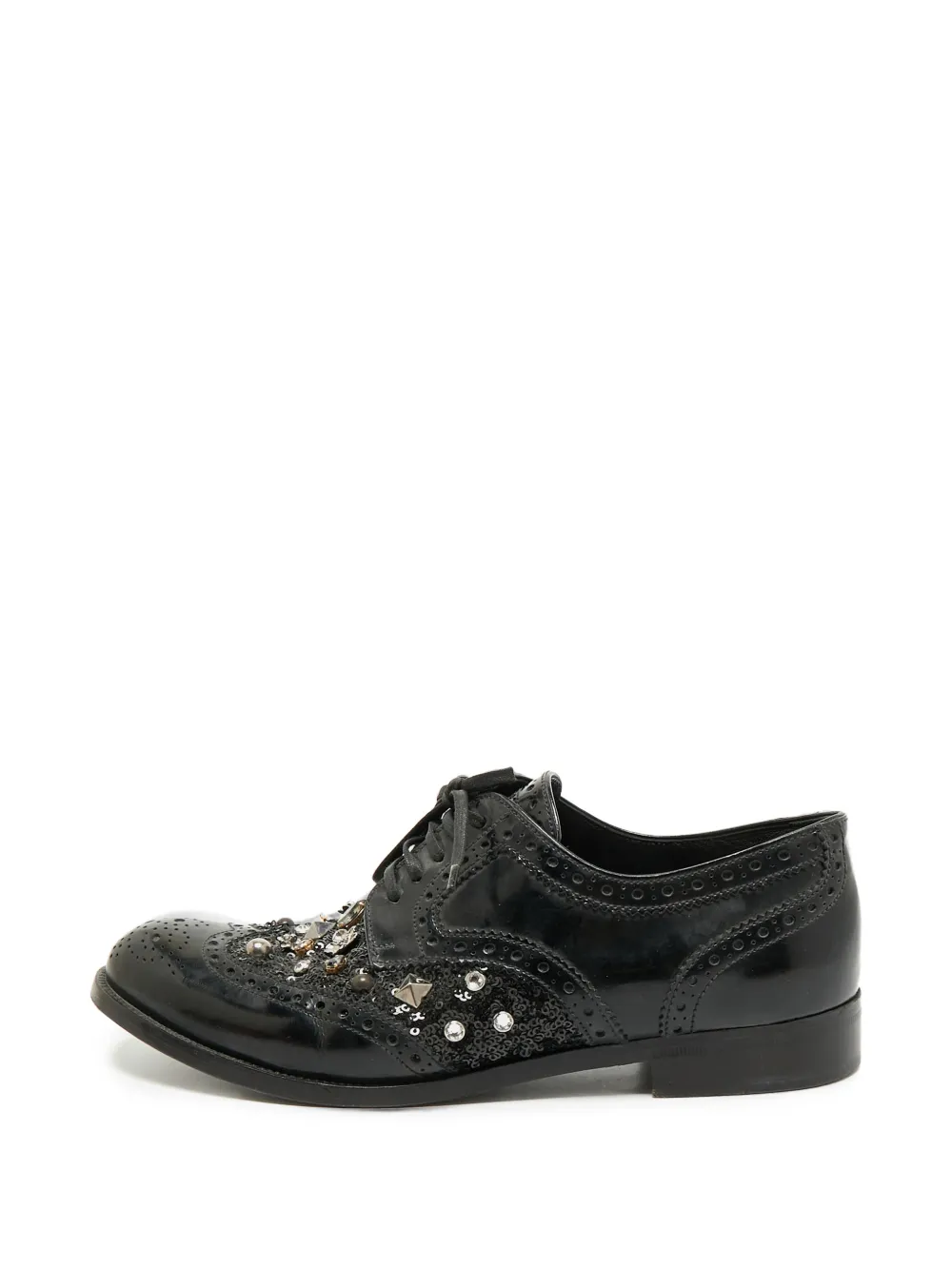 Dolce & Gabbana Pre-Owned sequin-embellished studded Derby shoes - Schwarz