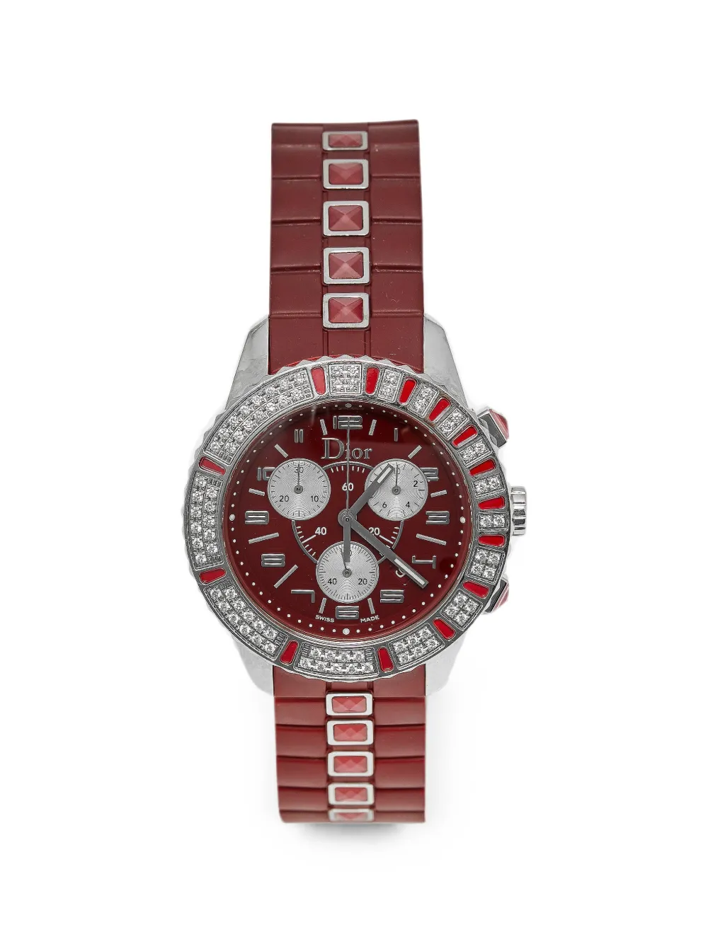 Pre-owned Dior 2011 Christal 38mm Watch In Red