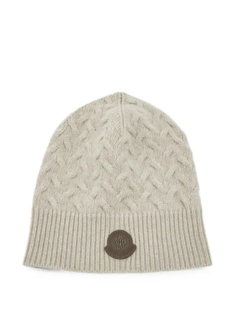 Moncler cable-knit logo-patch beanie hat