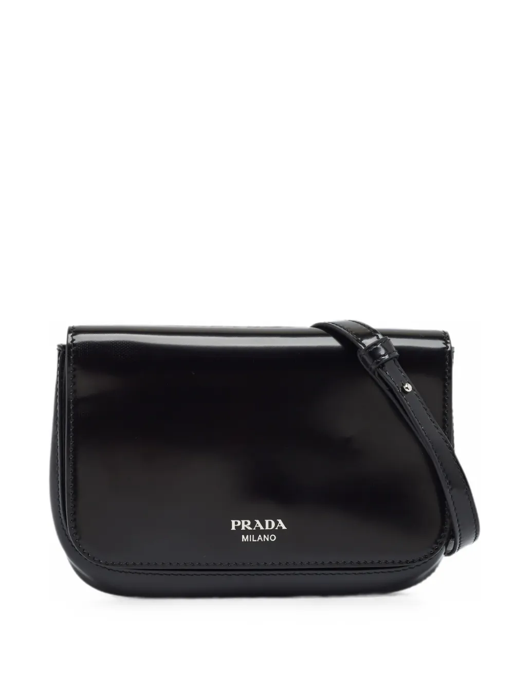 Prada Pre-Owned brushed leather flap cross body bag - Nero