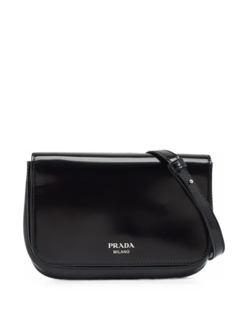 Prada Pre-Owned brushed leather flap cross body bag
