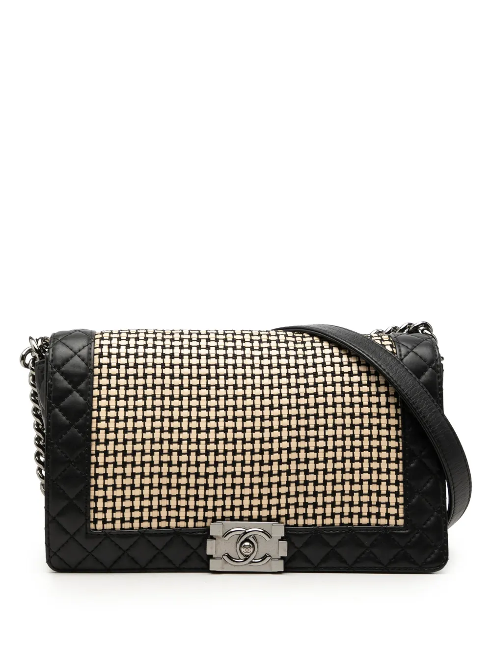 CHANEL Pre-Owned 2014 Medium Woven Calfskin Boy Reverso Flap shoulder bag - Nero