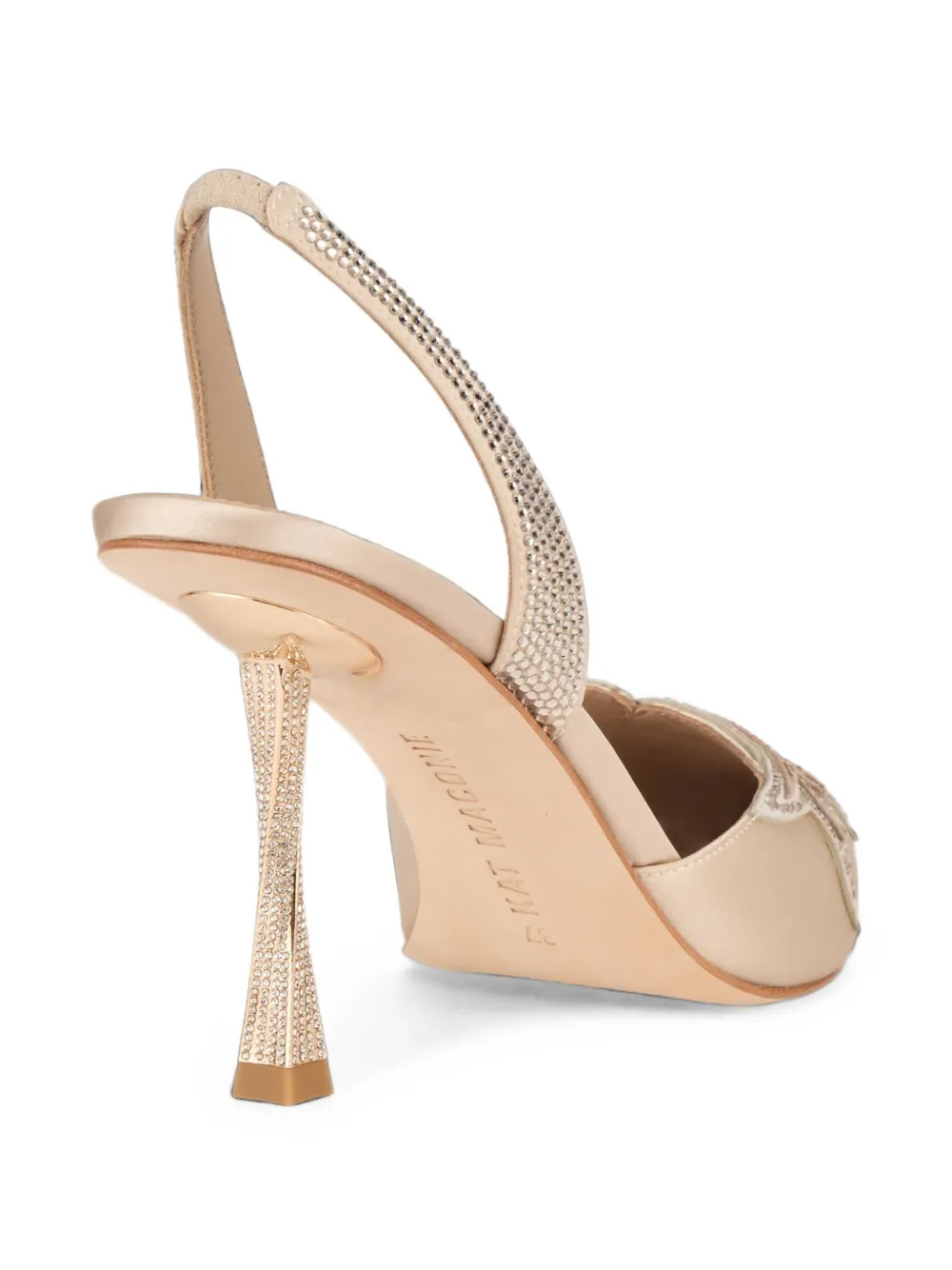 Kat Maconie Karina crystal-embellished slingback pumps Beige
