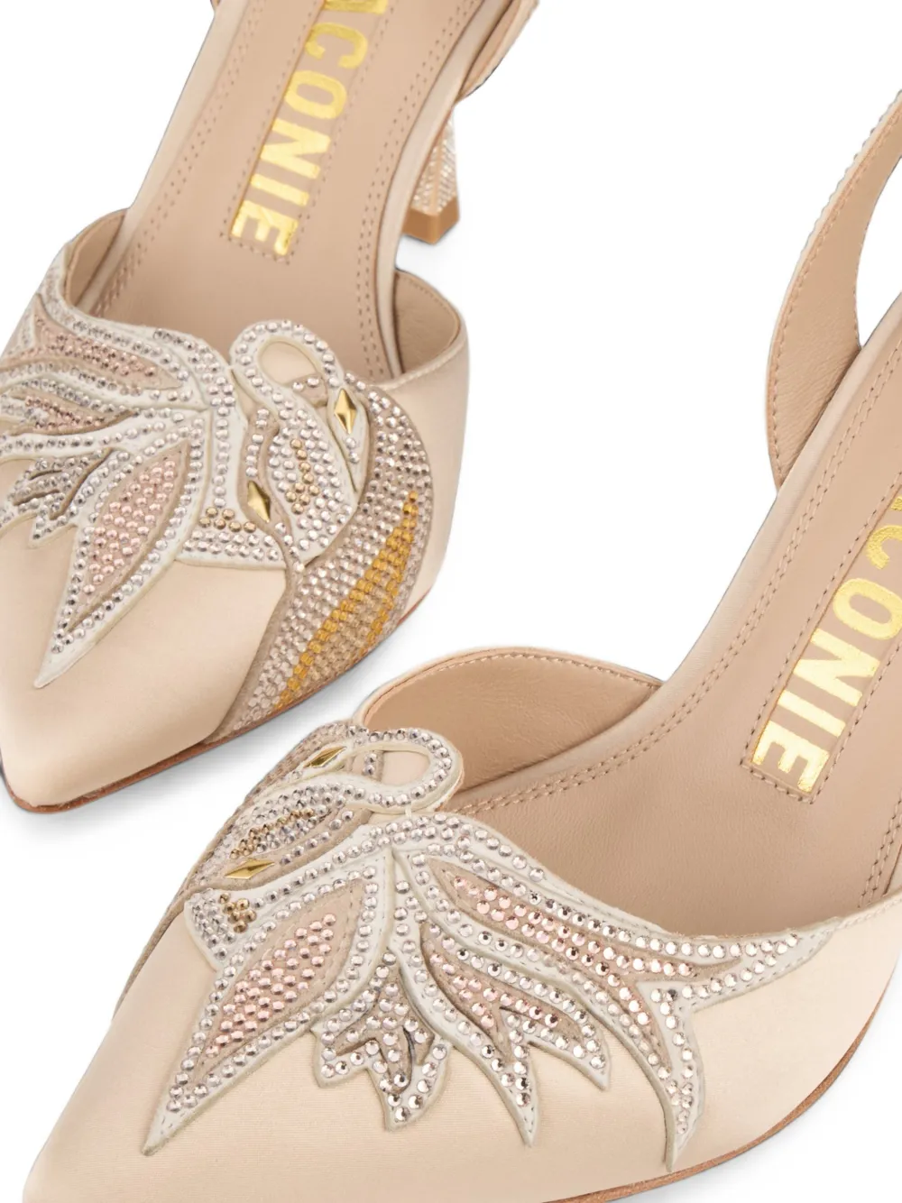 Kat Maconie Karina crystal-embellished slingback pumps Beige
