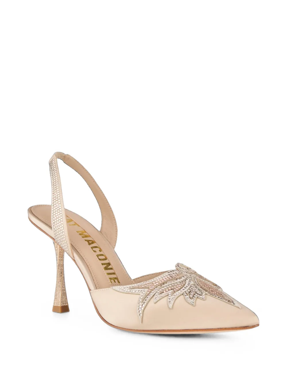 Kat Maconie Karina crystal-embellished slingback pumps Beige