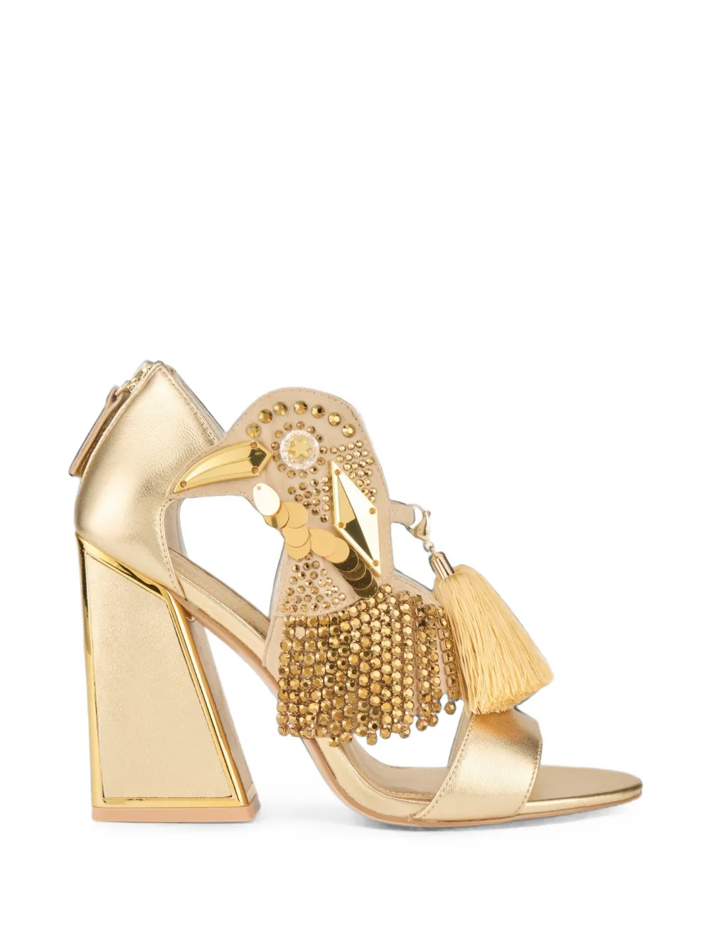 Kat Maconie Aya Embellished Tassel Sandals In Gold