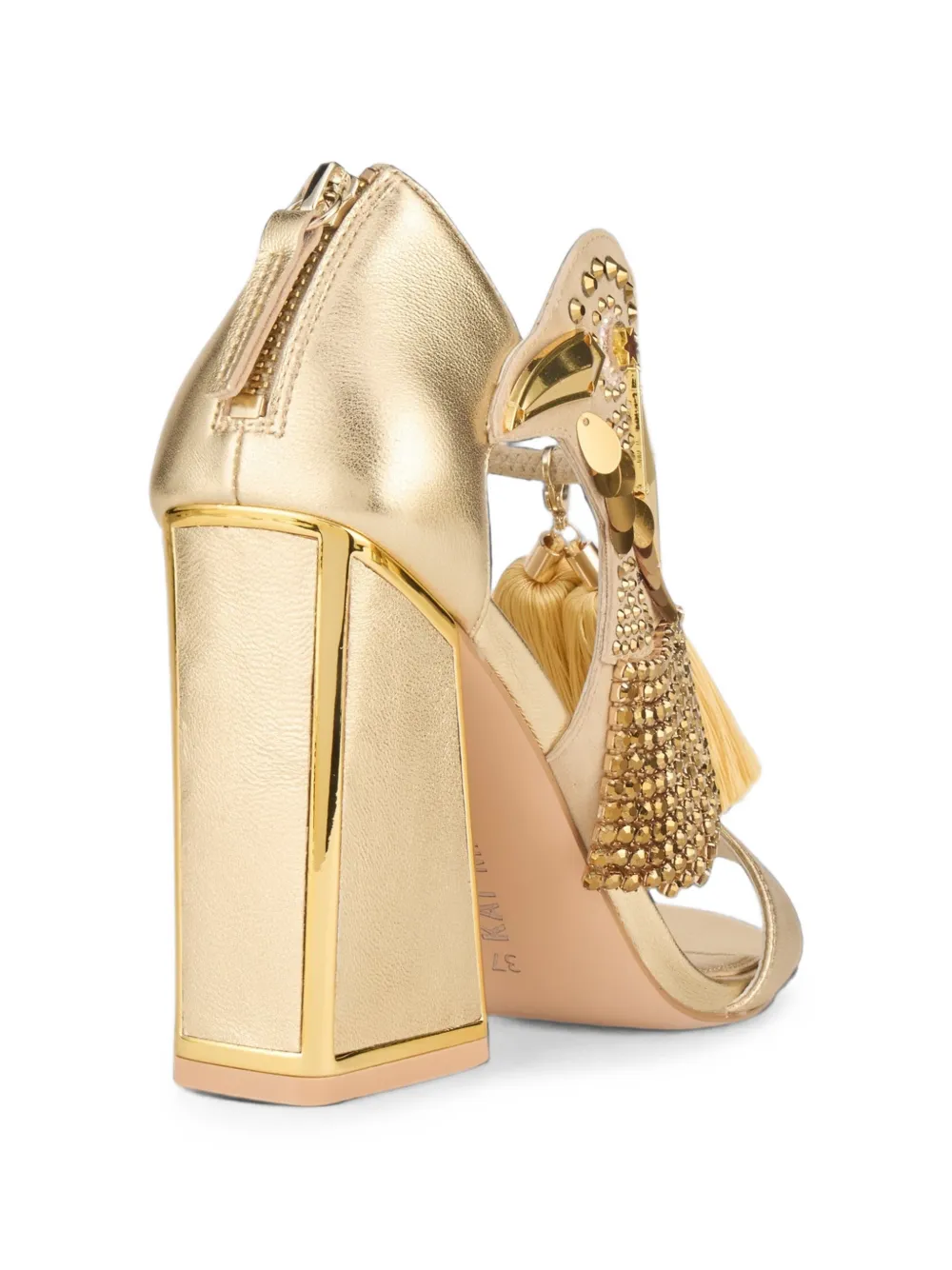 Kat Maconie Aya embellished tassel sandals Goud