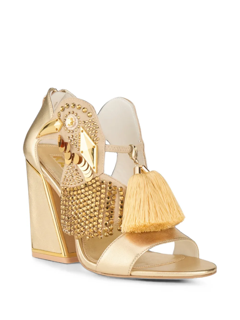 Kat Maconie Aya embellished tassel sandals Goud