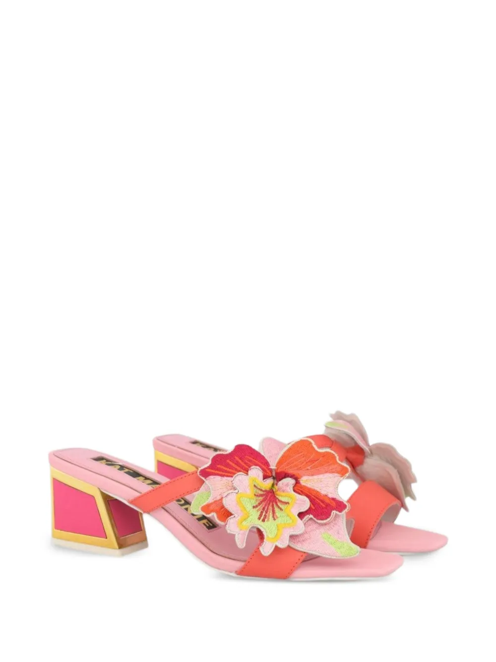 Kat Maconie Eve sandalen met blokhak en bloemen-applicatie Roze