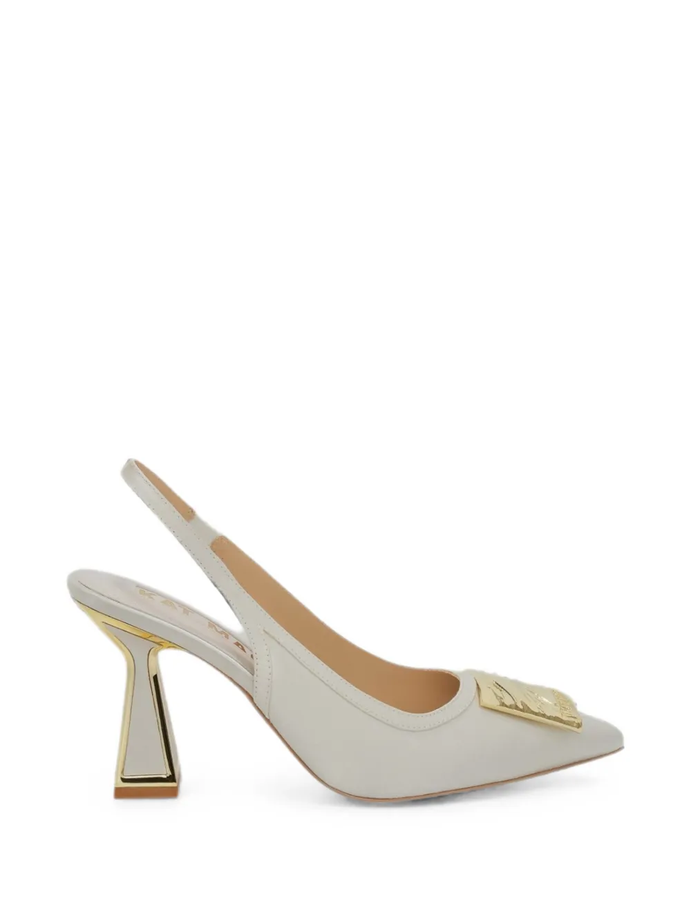 Kat Maconie Katia slingback pumps met logoplakkaat Beige