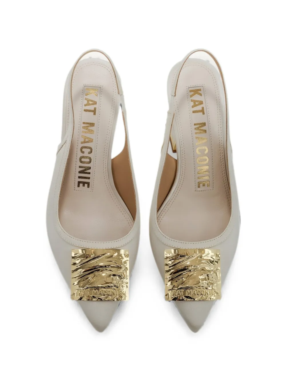 Kat Maconie Katia slingback pumps met logoplakkaat Beige