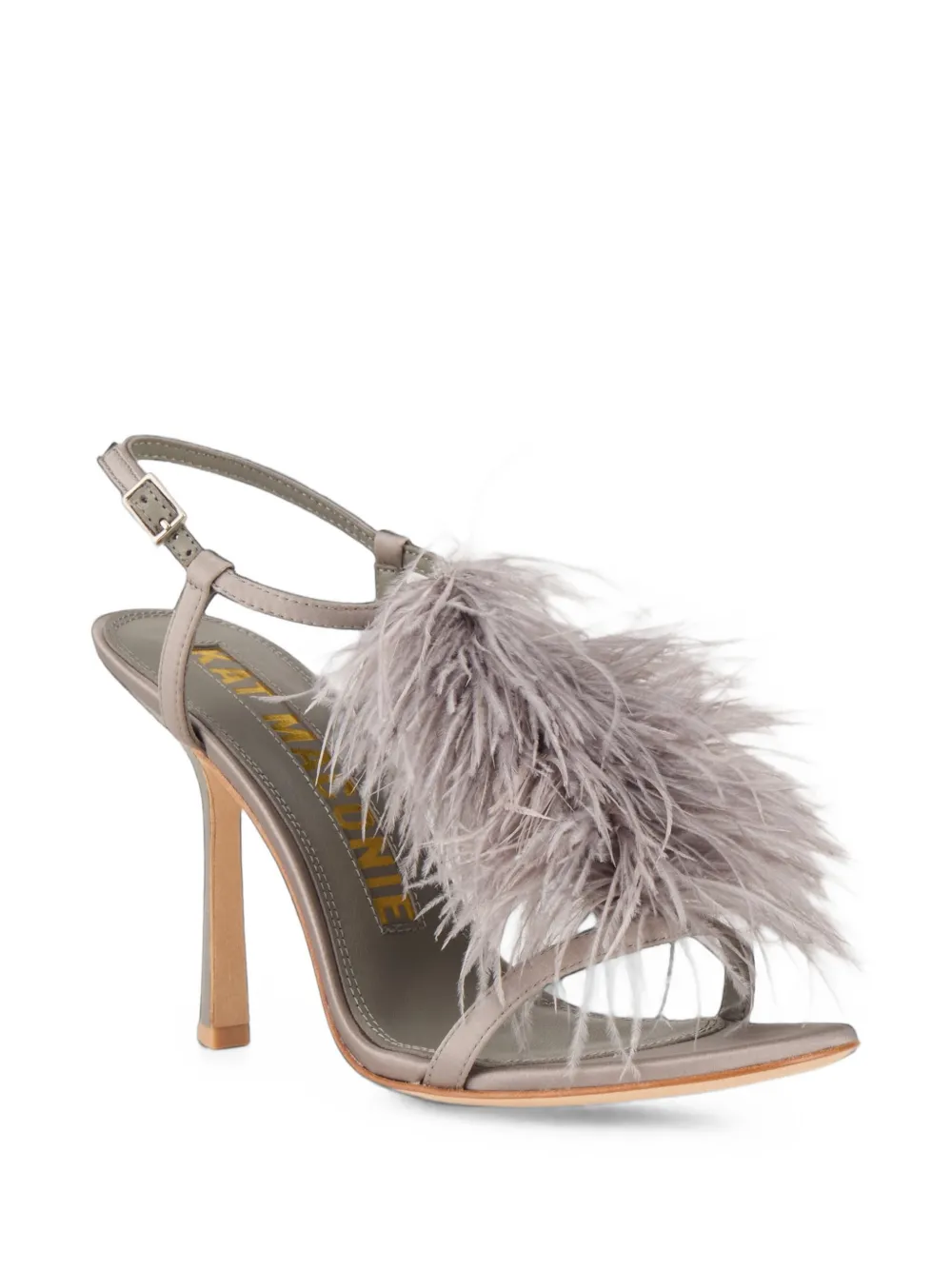 Kat Maconie Faryal feather-embellished sandals Grijs