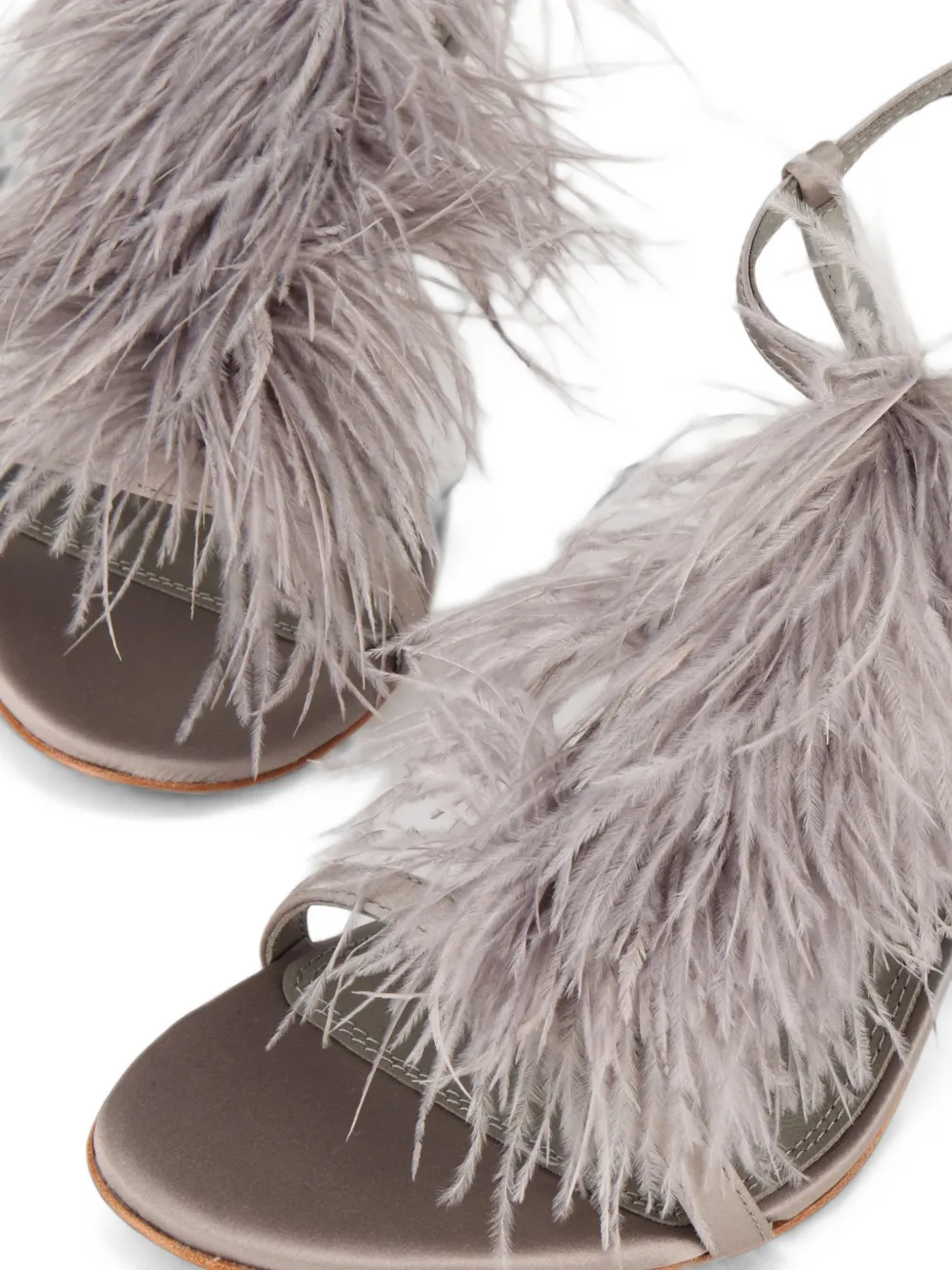 Kat Maconie Faryal feather-embellished sandals Grijs