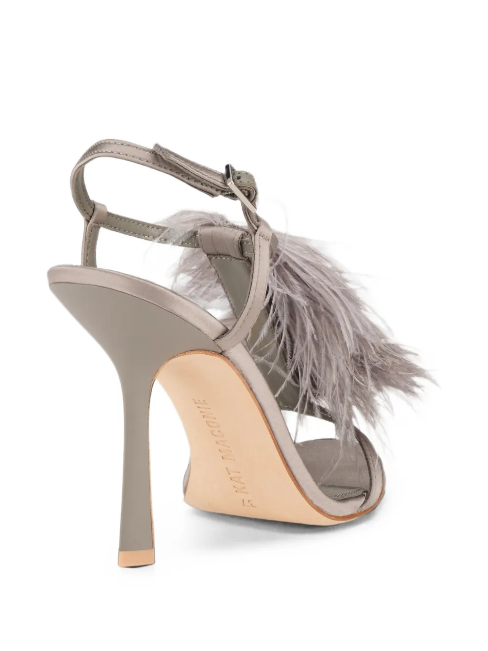 Kat Maconie Faryal feather-embellished sandals Grijs