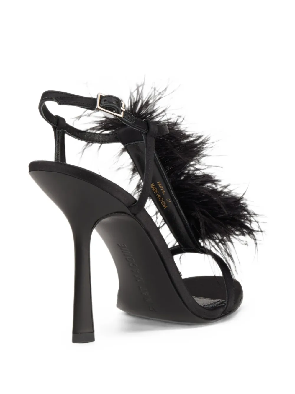 Kat Maconie Faryal feather-embellished sandals Zwart
