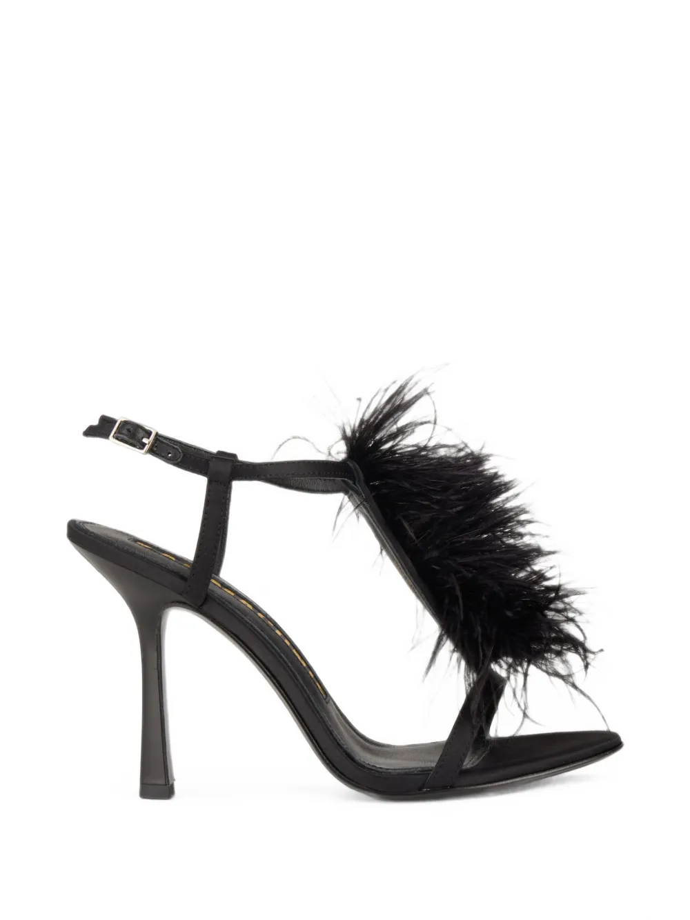 Kat Maconie Faryal feather-embellished sandals Zwart