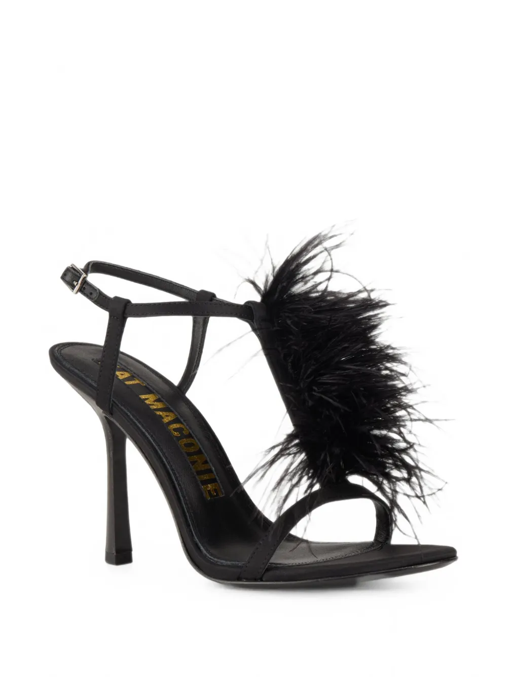 Kat Maconie Faryal feather-embellished sandals Zwart