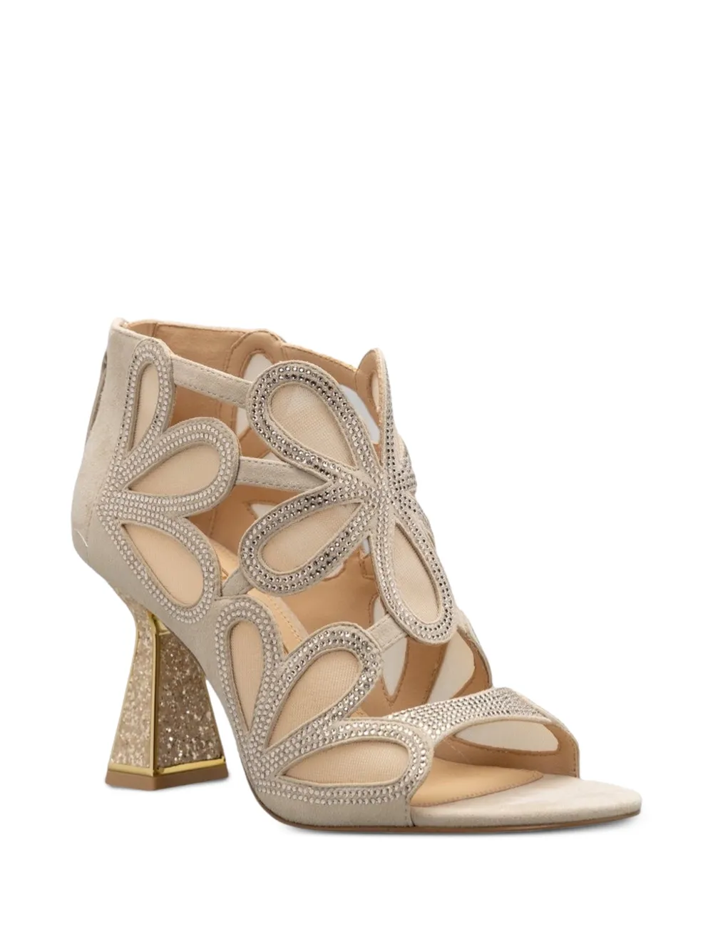 Kat Maconie Sandalen verfraaid met kristallen en bloemen Beige