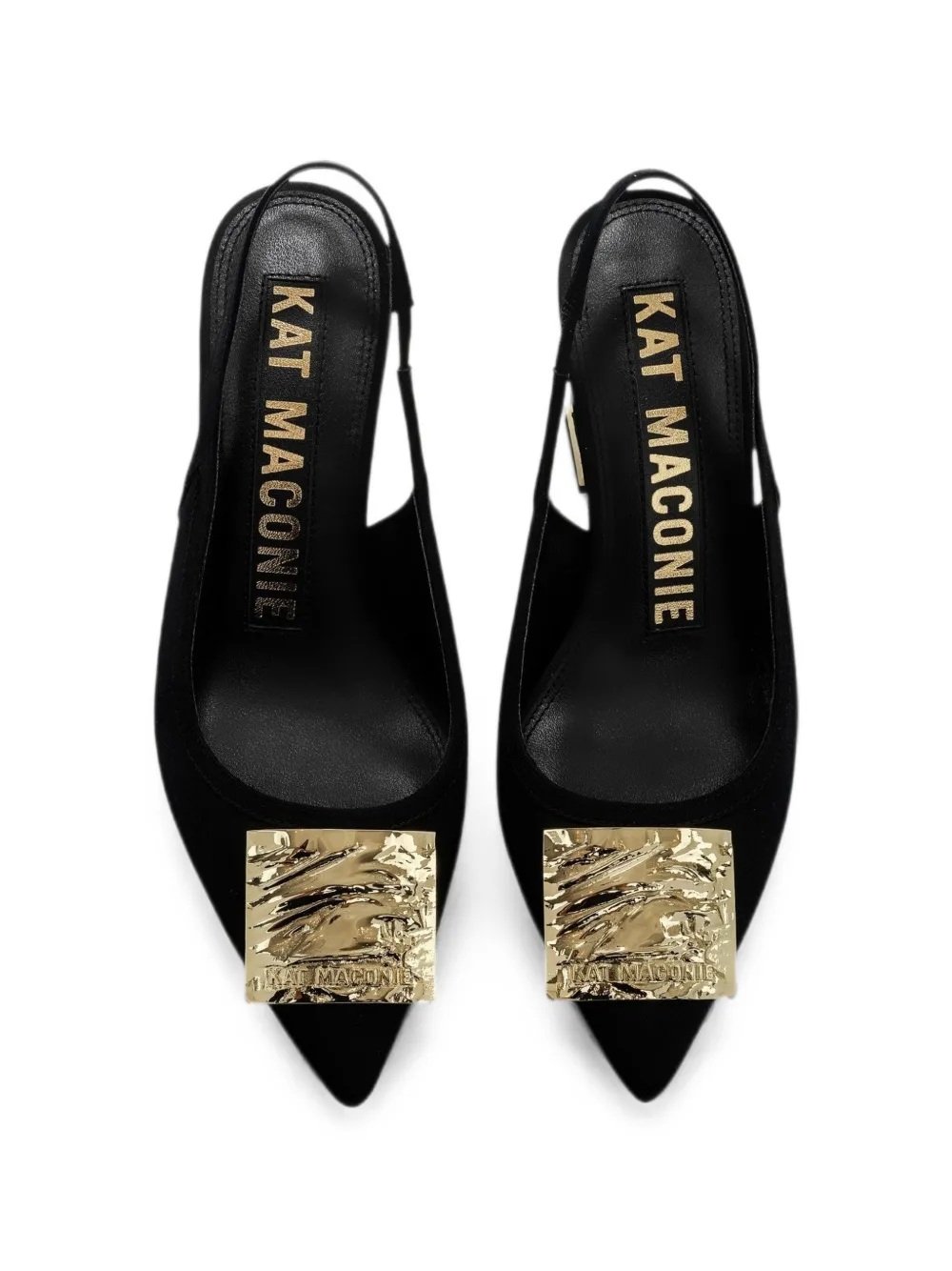 Kat Maconie Slingback pumps met puntige neus en logoplakkaat Zwart