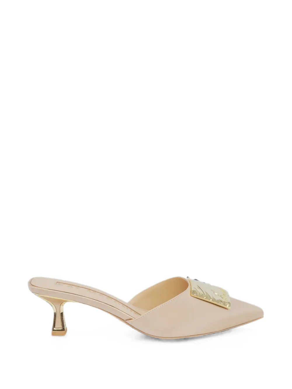 Kat Maconie Muiltjes met logoplakkaat Beige