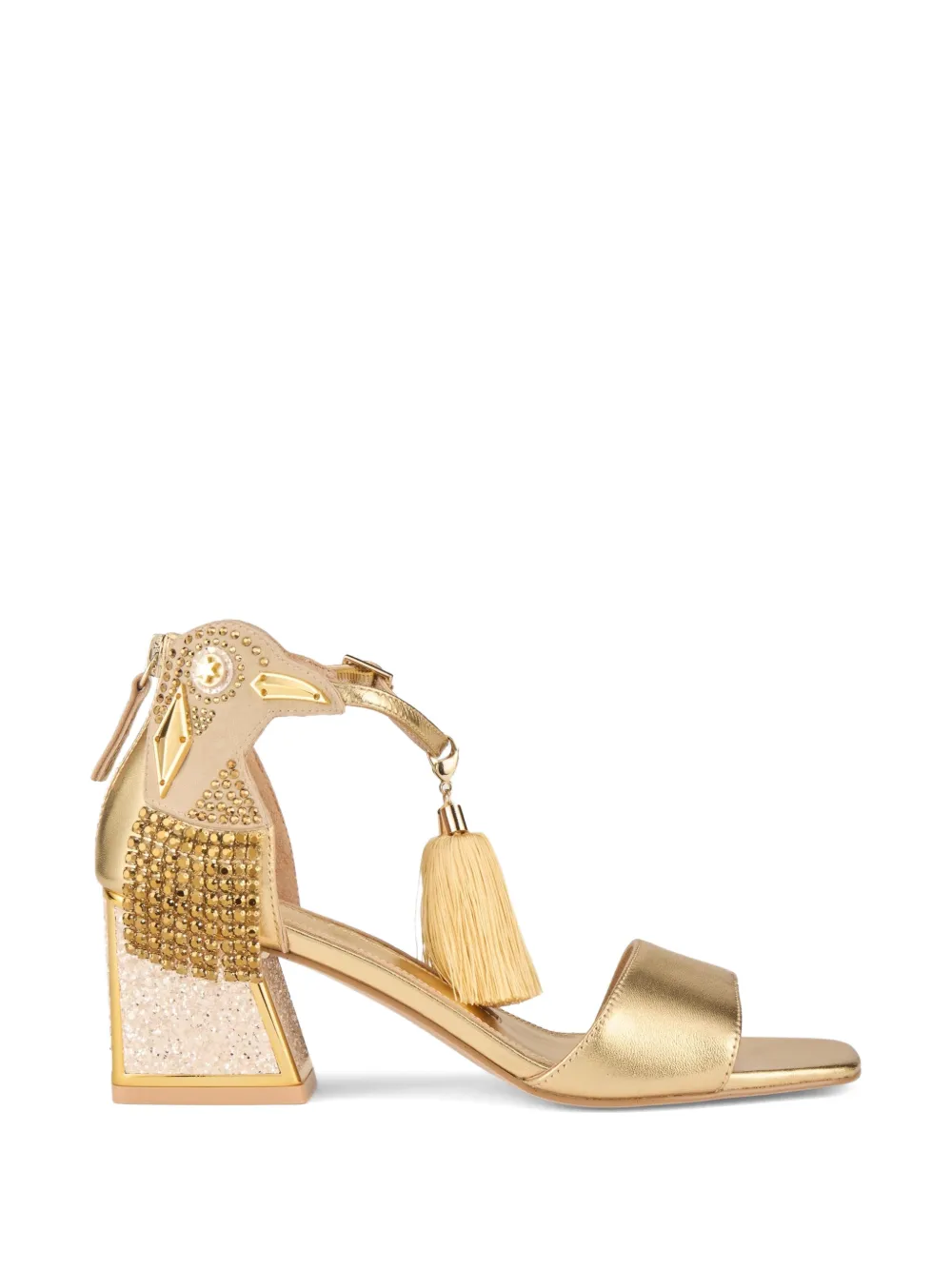 Kat Maconie Kay tassel-embellished glitter-block sandals