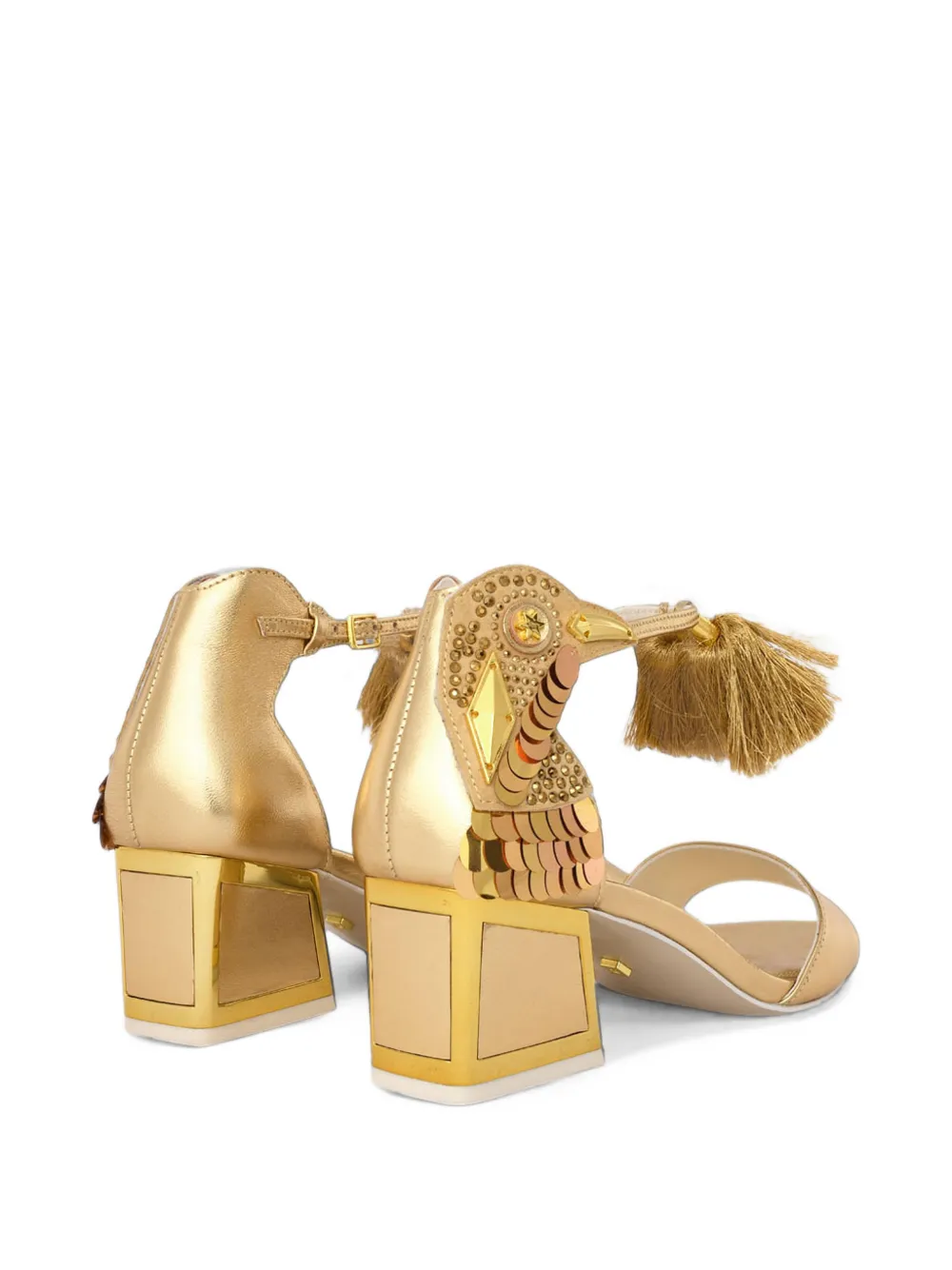 Kat Maconie Kay tassel-embellished sequined sandals Goud