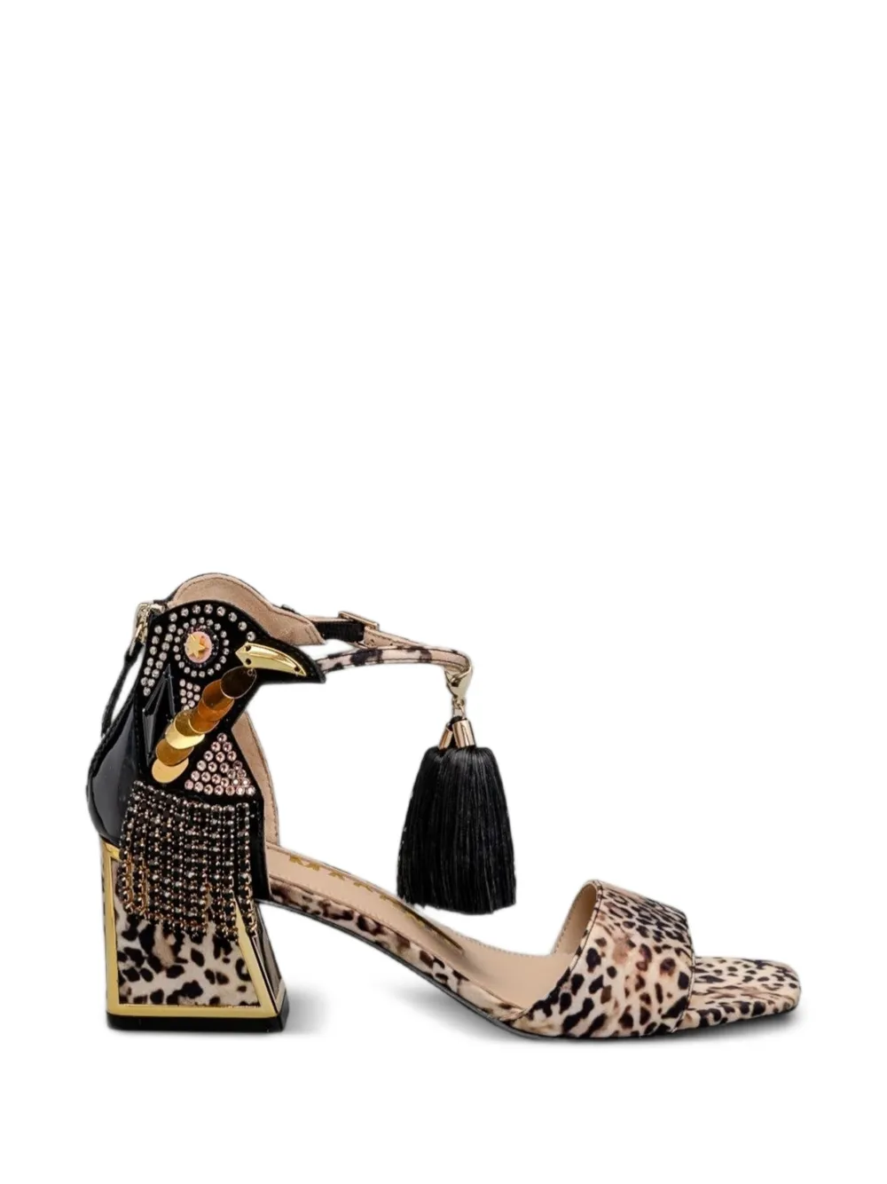 Kat Maconie Verfraaide sandalen met luipaard-print Beige
