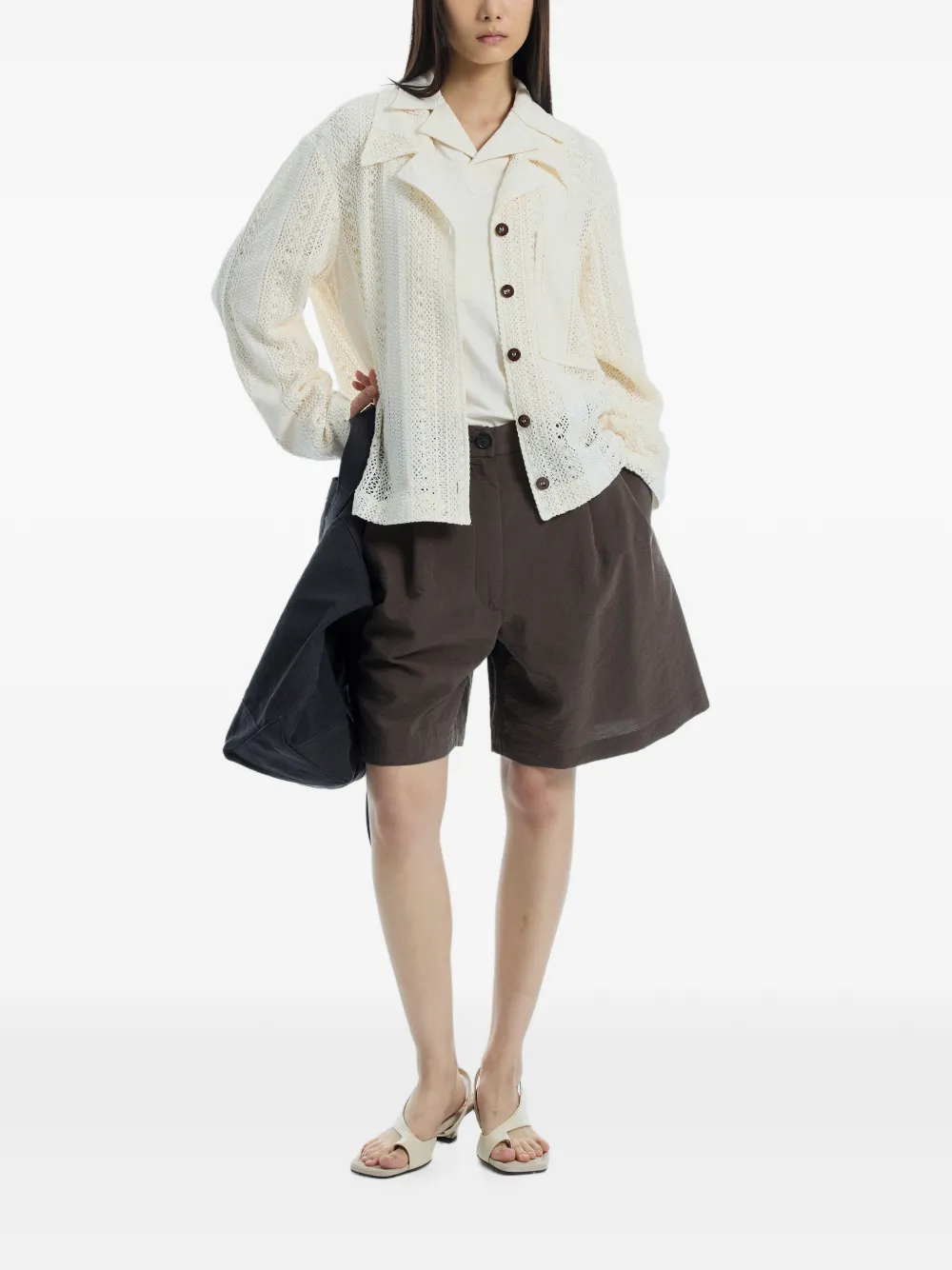 Cordera Geplooide shorts Bruin