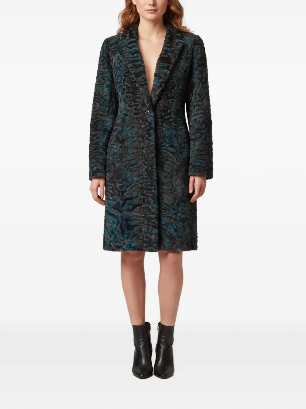 Christian Dior Pre-Owned astrakhan-effect notched-lapels coat - Schwarz