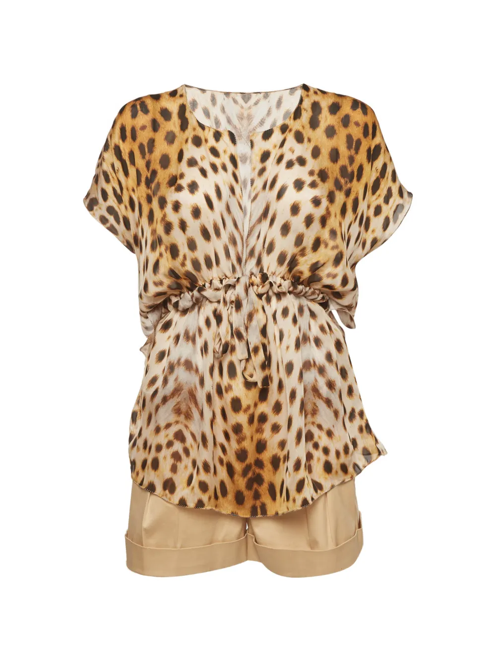 Roberto Cavalli Vintage leopard-print shorts set - Toni neutri