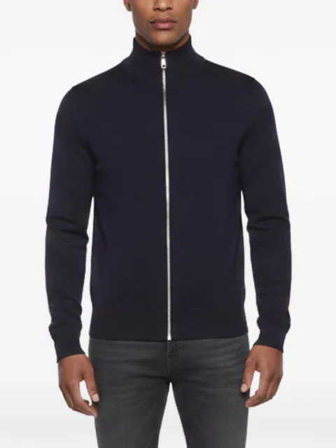 Louis Vuitton Pre-Owned leather-patch zip-up cardigan
