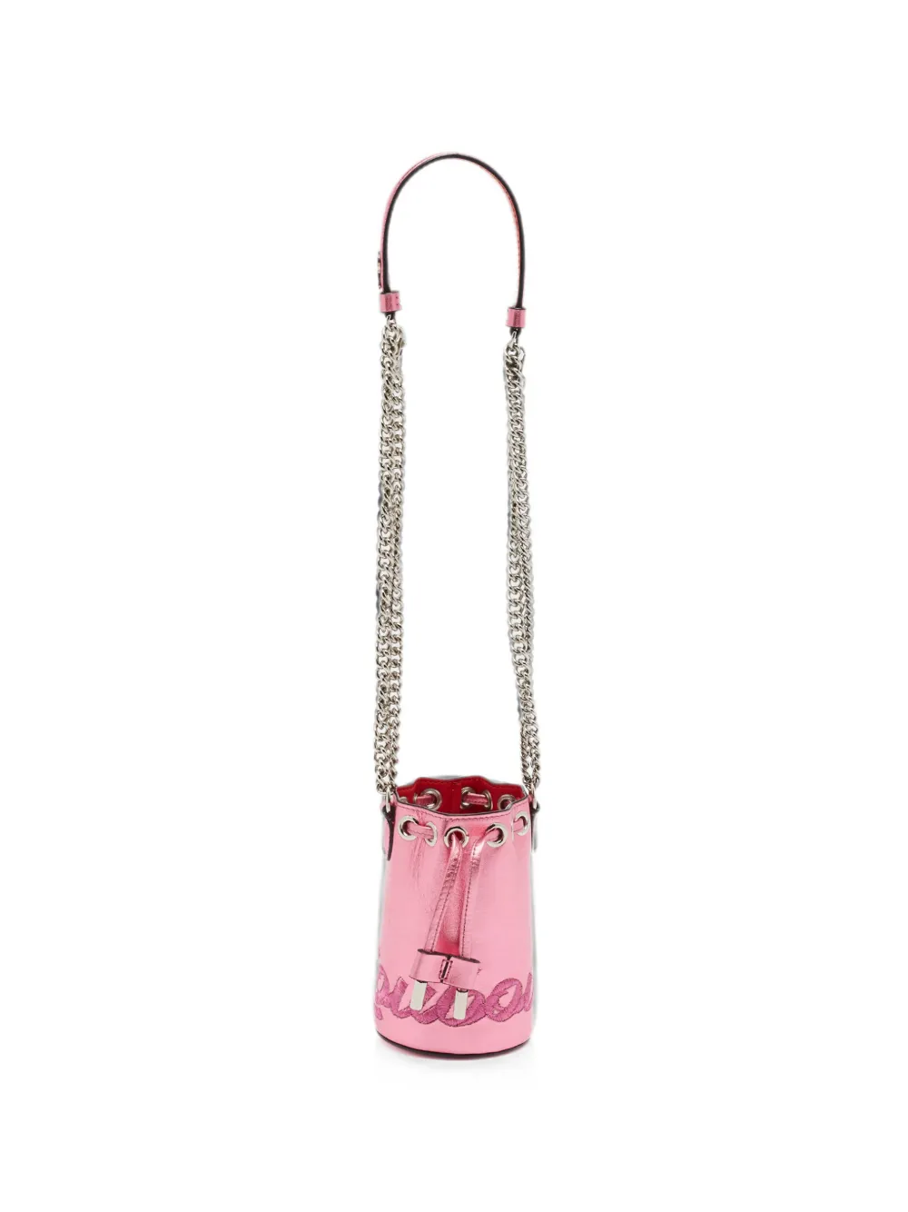 Christian Louboutin Pre-Owned Marie Jane embroidered bucket bag - Pink