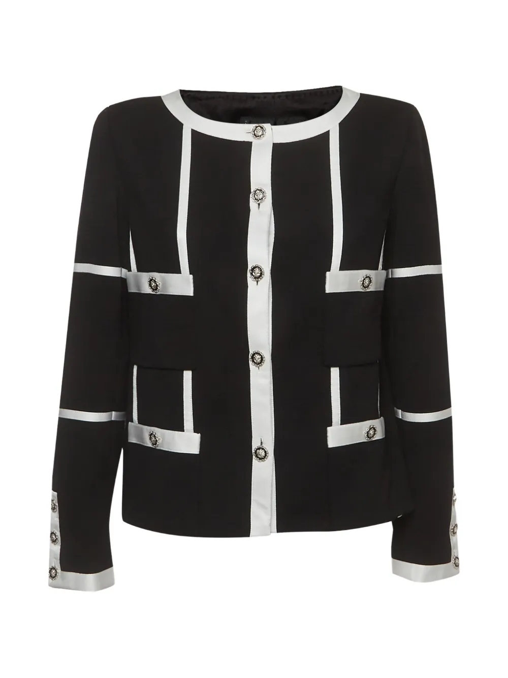 CHANEL Pre-Owned 2020 satin-trim wool jacket - Nero