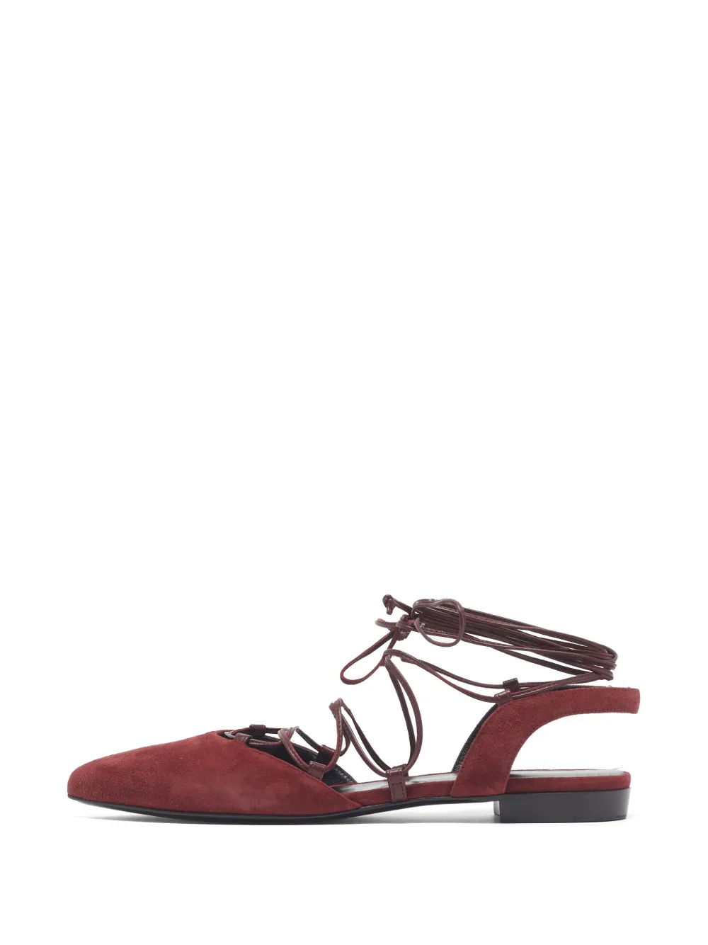 Saint Laurent Pre-Owned pointed-toe ankle-wrap ballet flats - Rosso