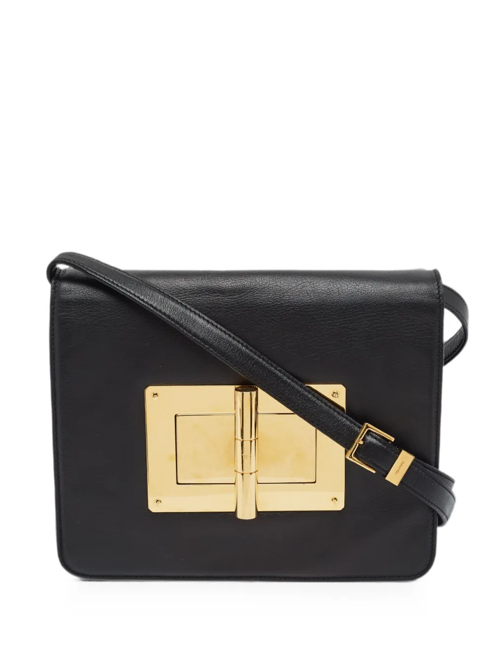 Pre-owned Tom Ford Natalia Turn-lock Shoulder Bag In Black