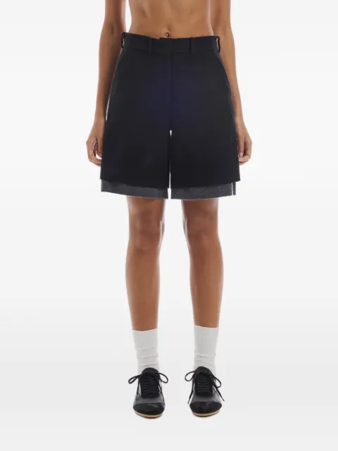 CUDDLEUP layered-detail cashmere shorts