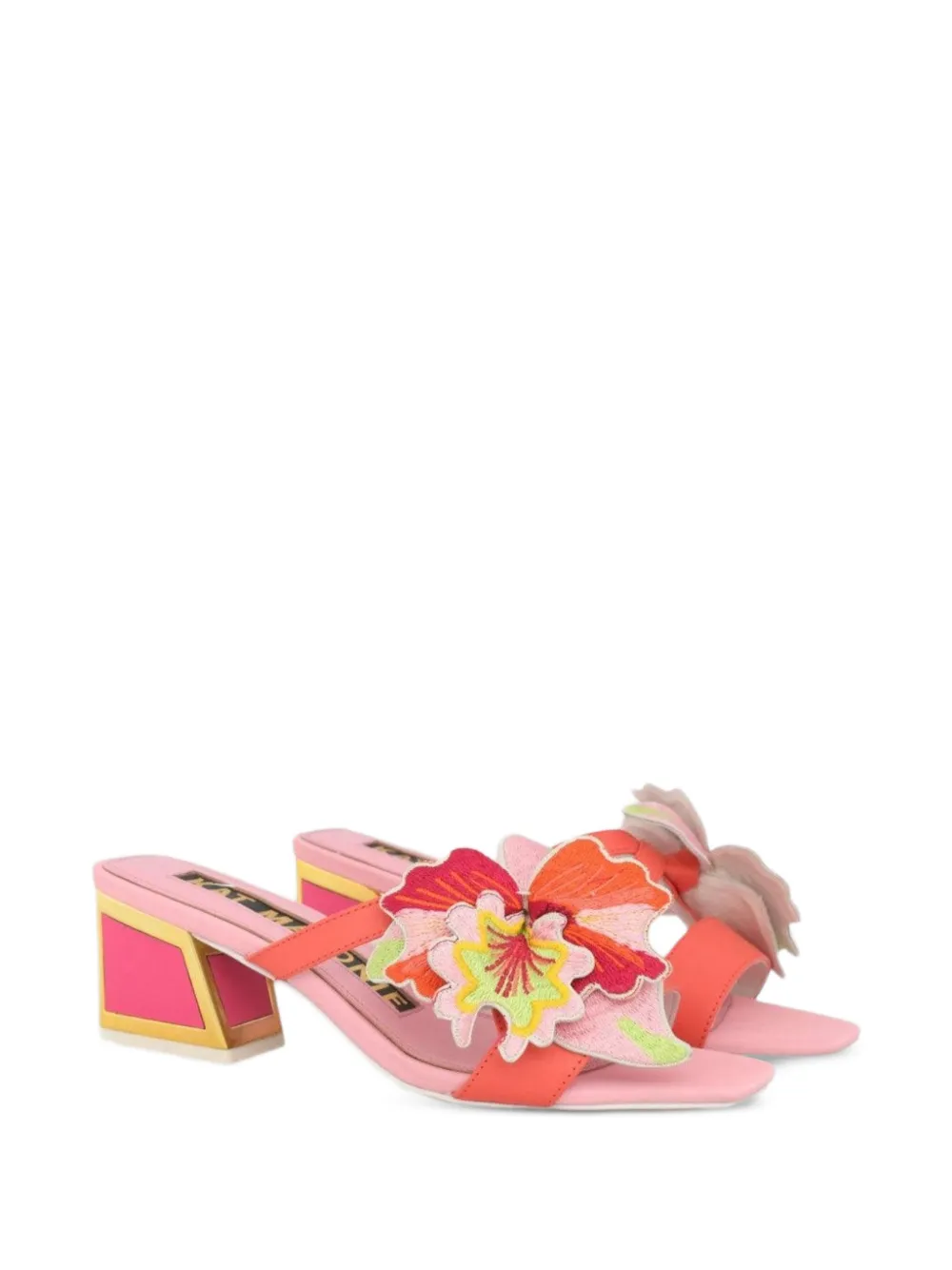 Kat Maconie Eve sandalen met blokhak en bloemen-applicatie Roze
