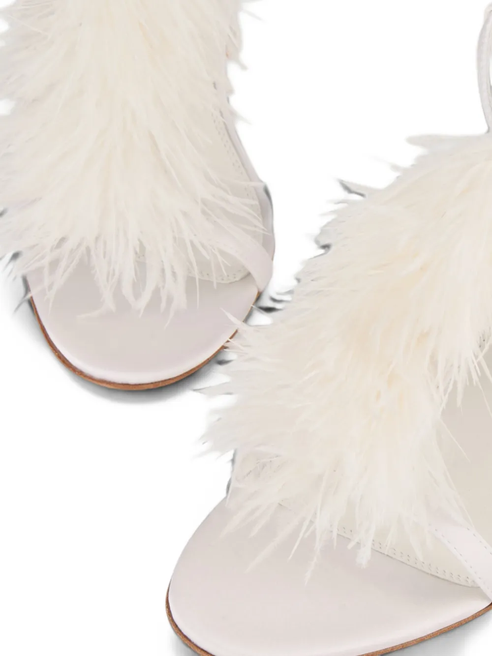 Kat Maconie Faryal feather-trim T-bar sandals Wit