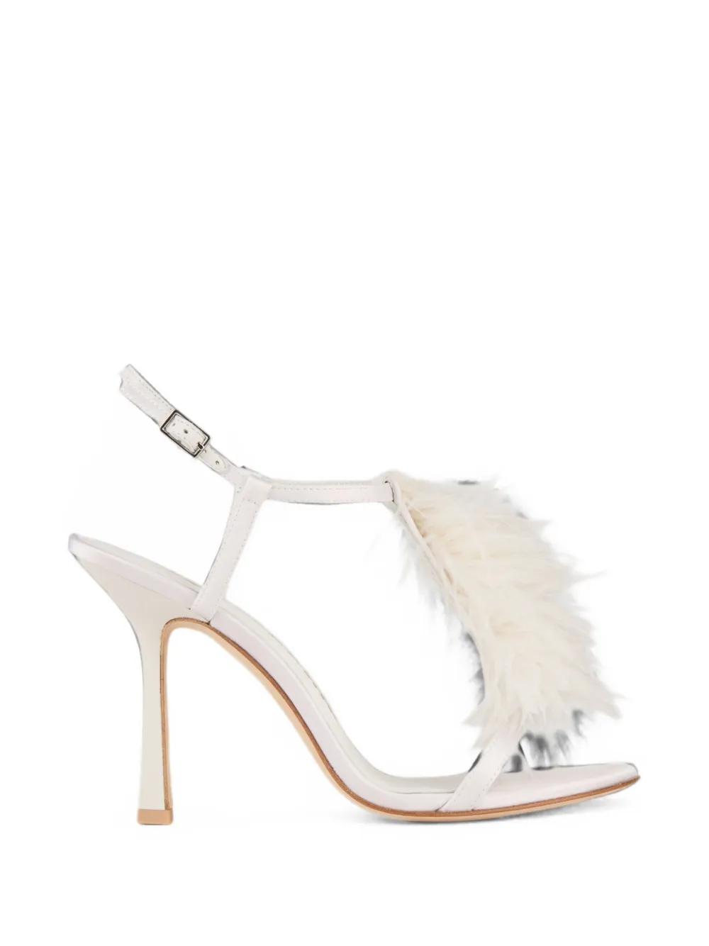 Kat Maconie Faryal feather-trim T-bar sandals Wit