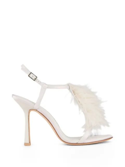 Kat Maconie Faryal feather-trim T-bar sandals