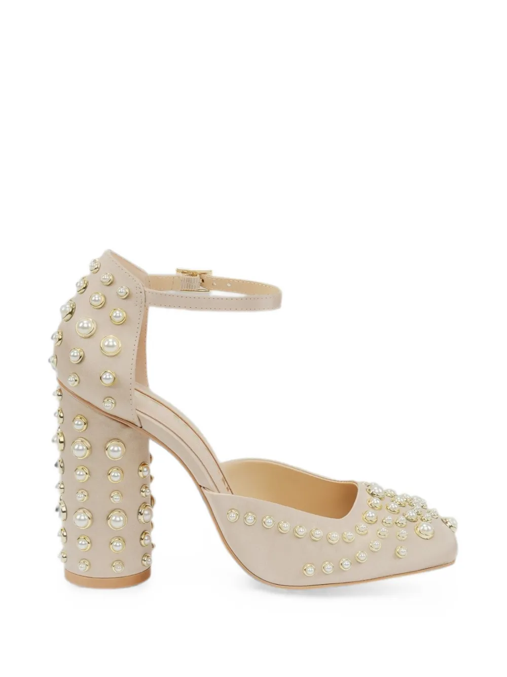 Kat Maconie Zozo pumps verfraaid met parels en blokhak Beige