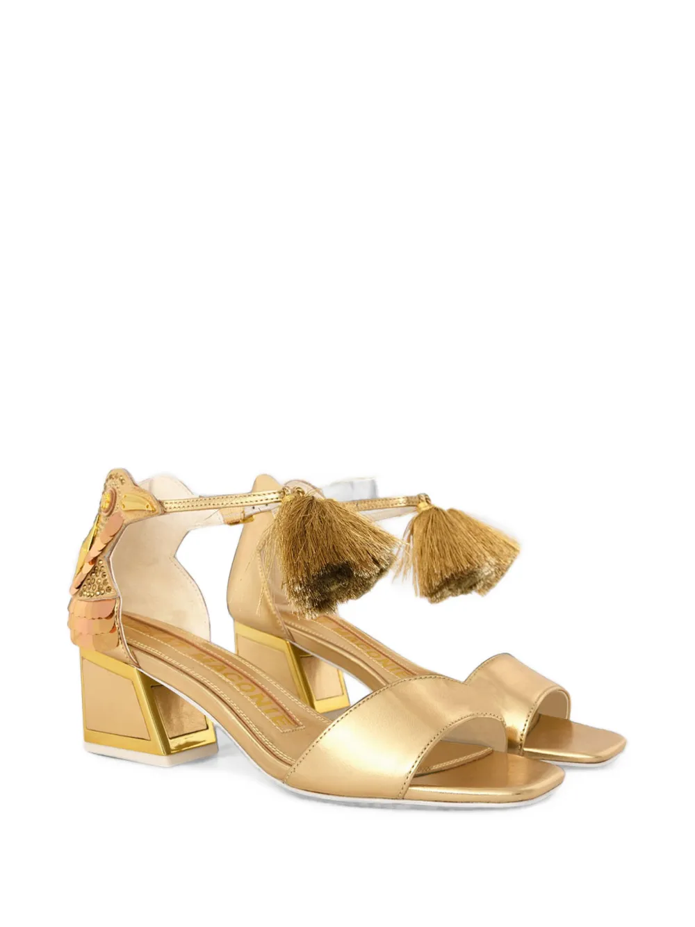 Kat Maconie Kay embellished tassel sandals Goud