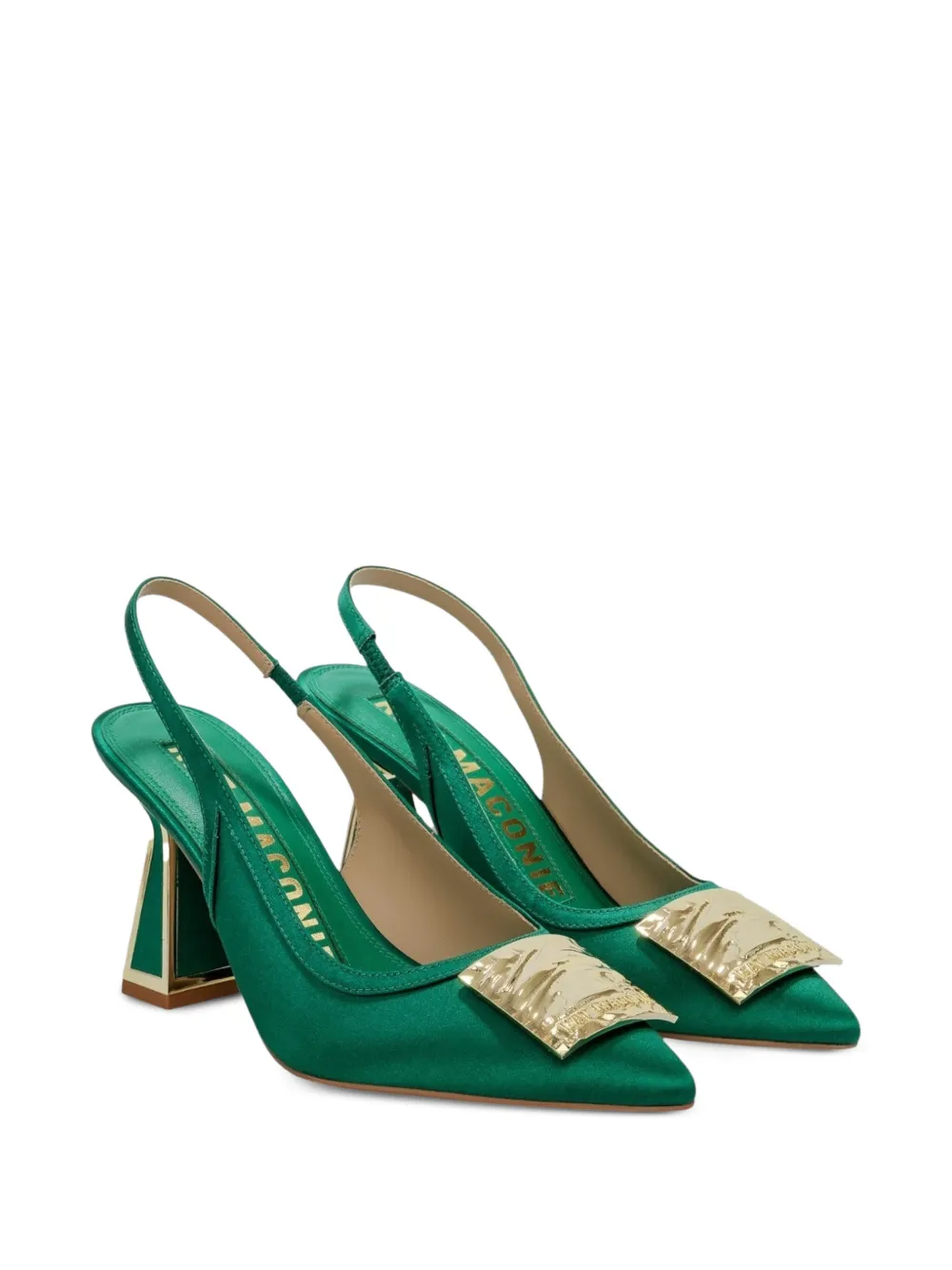 Kat Maconie Slingback pumps met logoplakkaat Groen