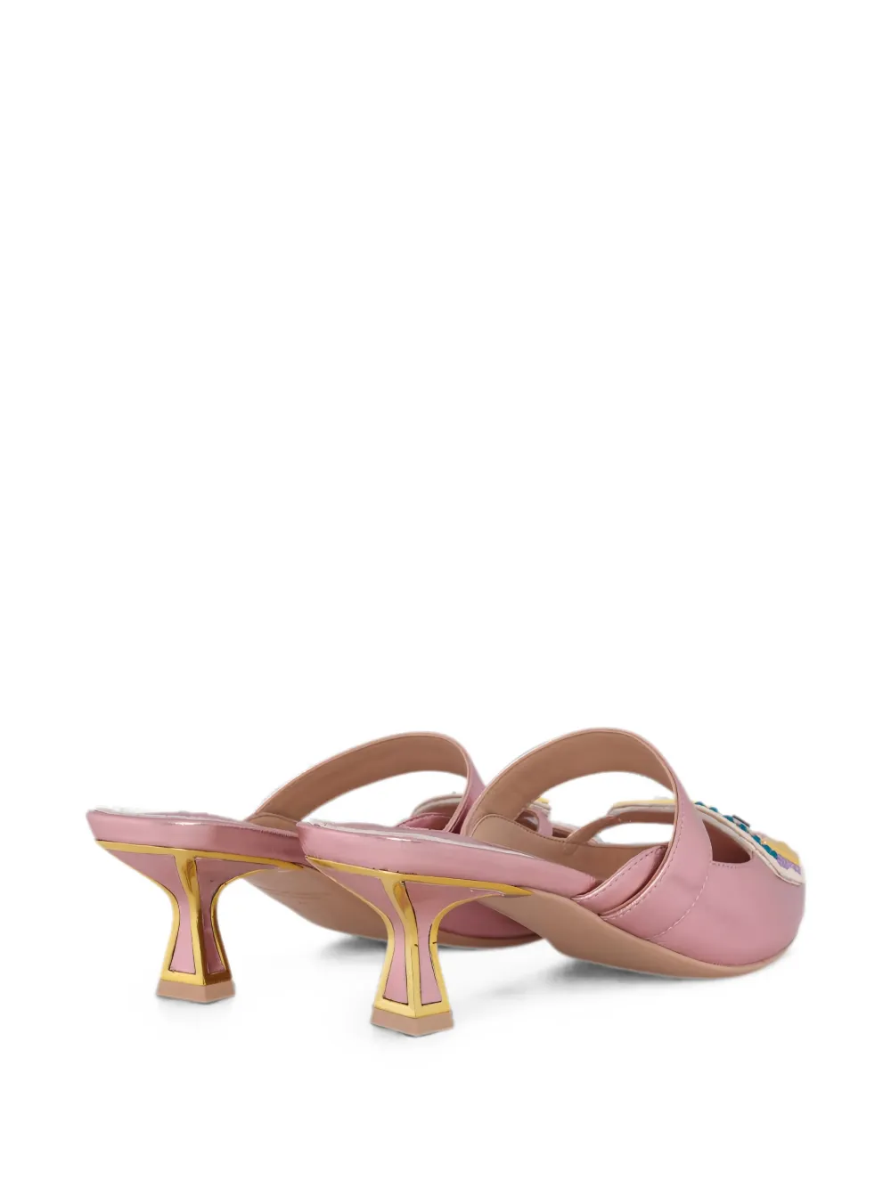 Kat Maconie Verfraaide metallic muiltjes Roze