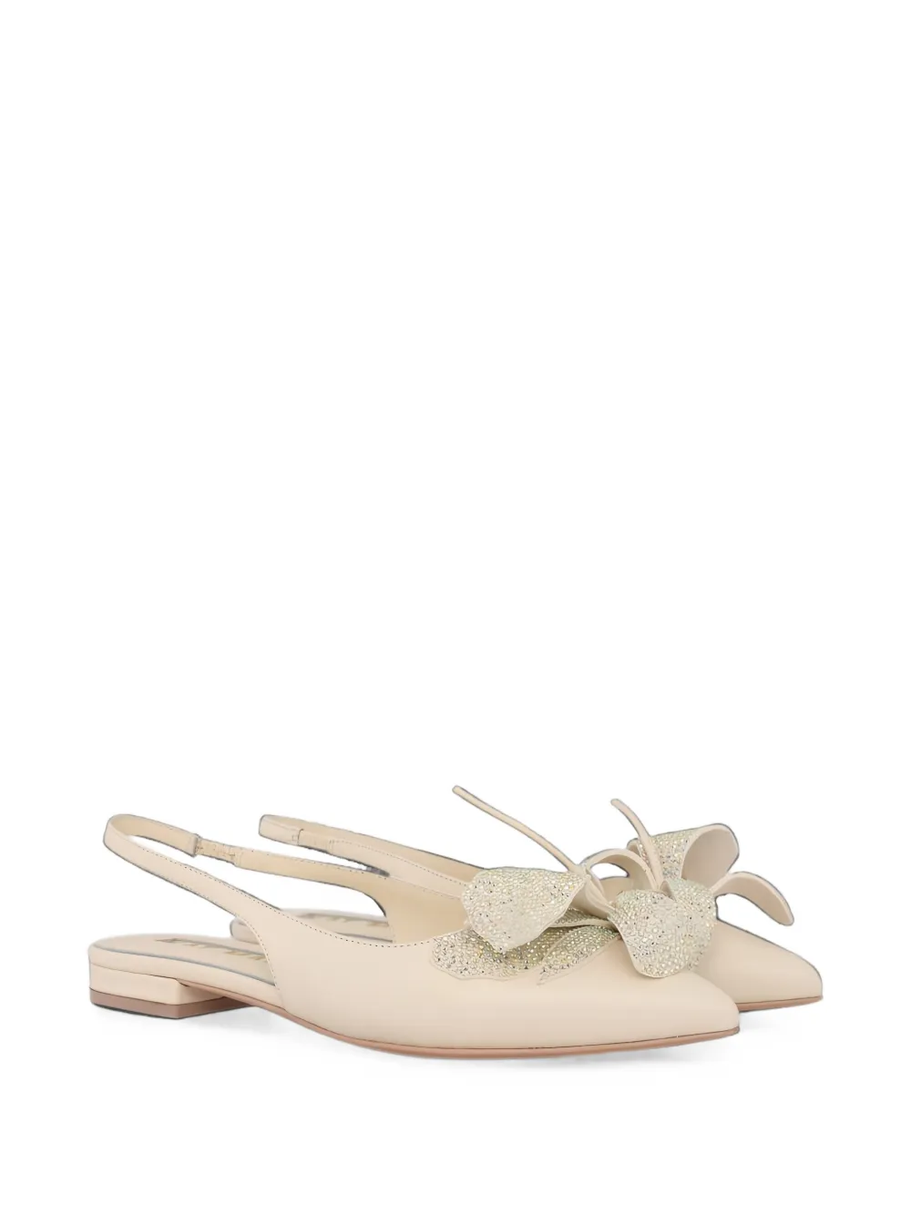 Kat Maconie Slingback ballerina's met bloemen-applicatie Wit
