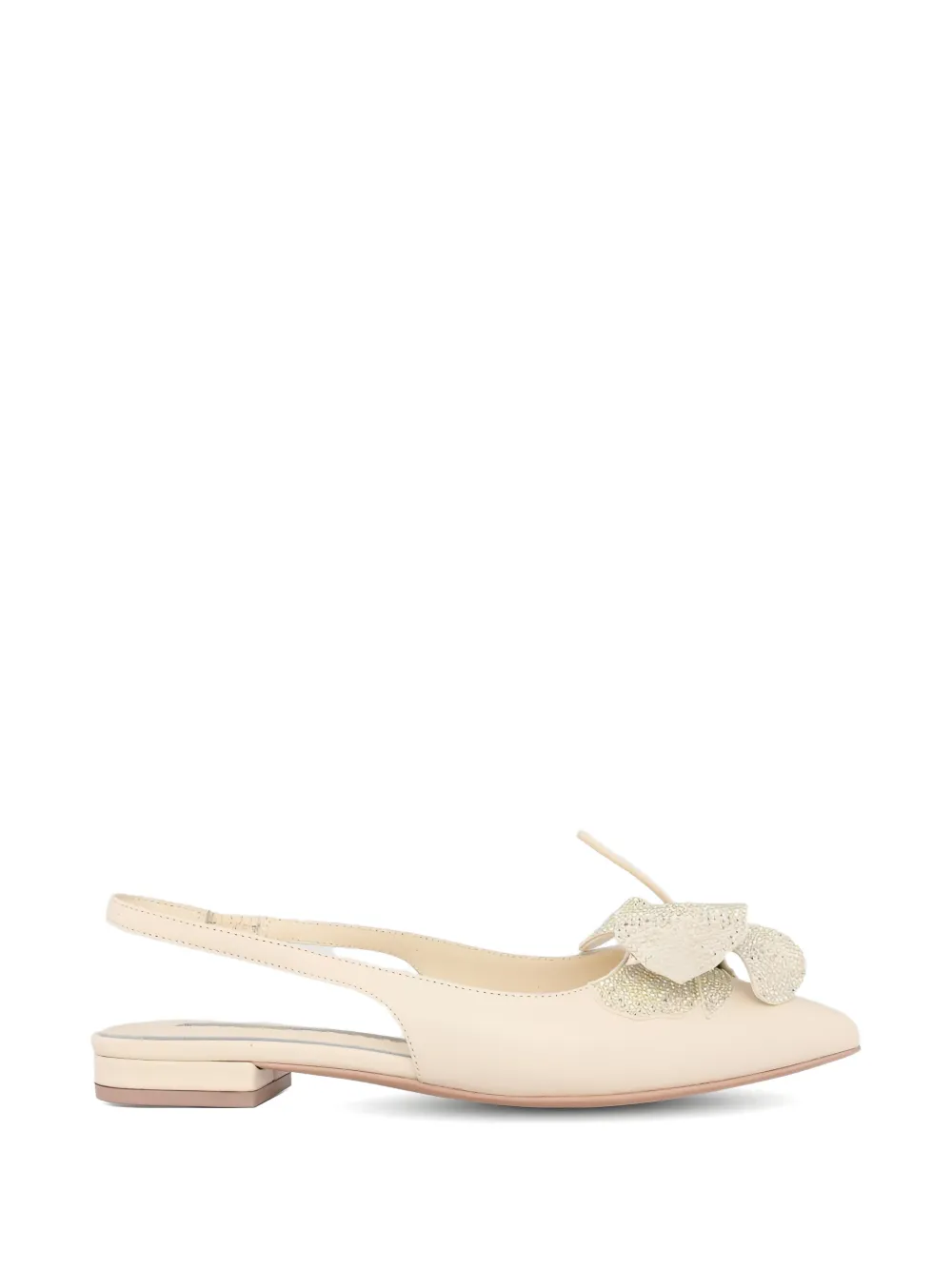 Kat Maconie Slingback ballerina's met bloemen-applicatie Wit